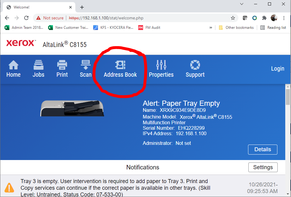 Xerox Upload Contacts
